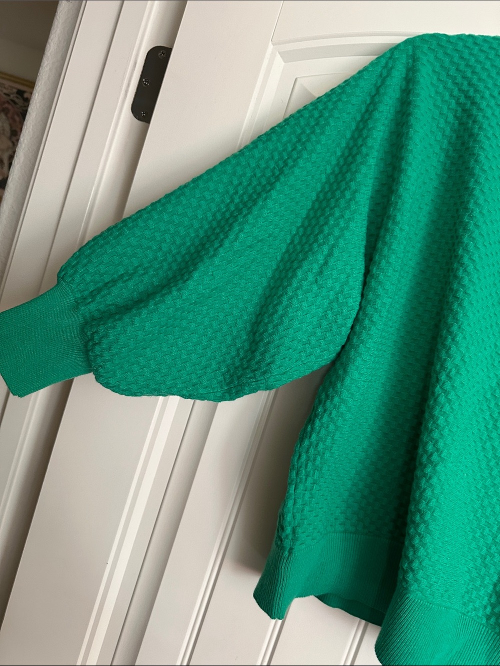 Waffle-Knit Green Women's Sweater - Picture 4 of 4